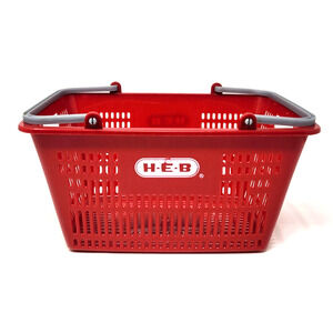 H-E-B Miniature Red Plastic Shopping Basket Kids Toy Gray Handles
